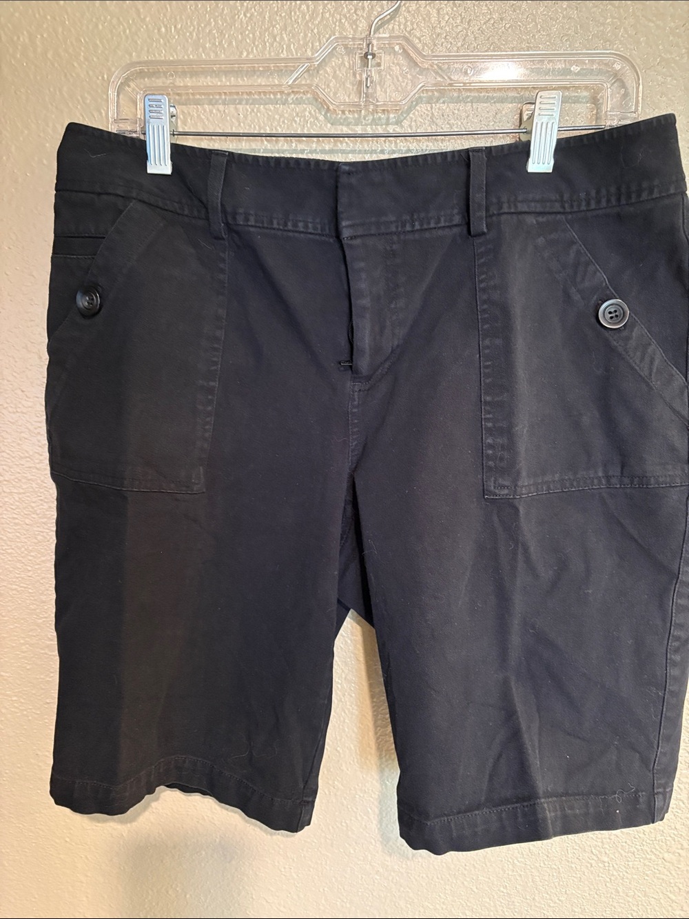 INC International Concepts Black Bermuda Shorts with Button Flap Pockets